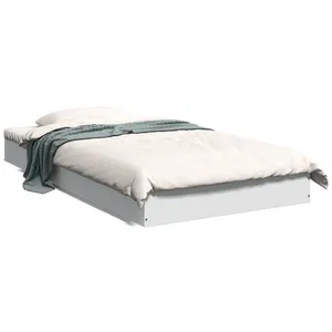 vidaXL Cadre de lit blanc 90x190 cm bois d'ingénierie pas cher