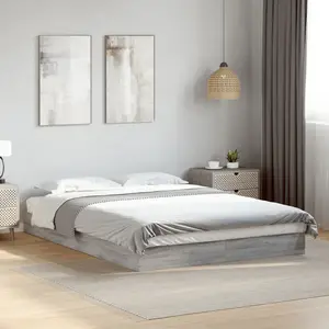vidaXL Cadre de lit sonoma gris 140x200 cm bois d'ingénierie pas cher