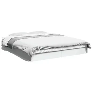 vidaXL Cadre de lit blanc 150x200 cm bois d'ingénierie pas cher