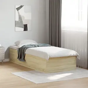 Cadre de lit chêne sonoma 75x190 cm bois d'ingénierie Vidaxl Brun pas cher