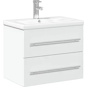 Comparateur de prix : vidaXL Armoire lavabo de salle de bain avec bassin intégré blanc