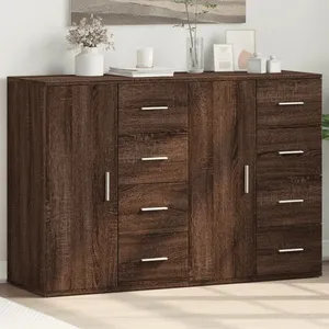 vidaXL Buffets 2 pcs chêne marron 59x39x80 cm bois d'ingénierie pas cher