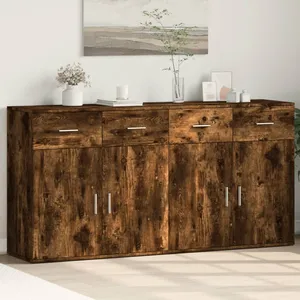 vidaXL Buffets 2 pcs chêne fumé 79x38x80 cm bois d'ingénierie pas cher