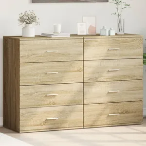 vidaXL Buffets 2 pcs chêne sonoma 60x39x80 cm bois d'ingénierie pas cher