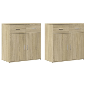 vidaXL Buffets 2 pcs chêne sonoma 79x38x80 cm bois d'ingénierie