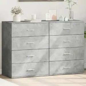 vidaXL Buffets 2 pcs gris béton 60x39x80 cm bois d'ingénierie pas cher