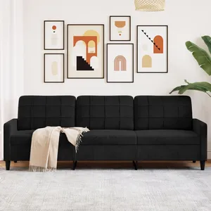vidaXL Canapé à 3 places Noir 210 cm Velours pas cher