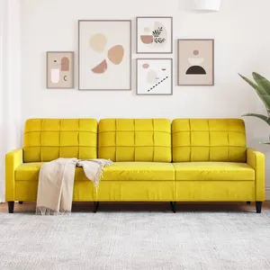 vidaXL Canapé à 3 places Jaune 210 cm Velours pas cher