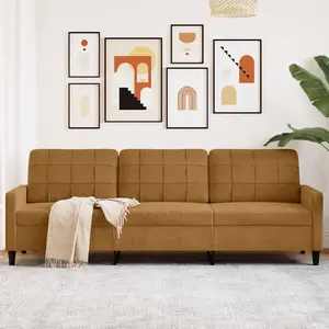 vidaXL Canapé à 3 places Marron 210 cm Velours pas cher