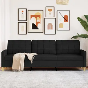 vidaXL Canapé à 3 places Noir 210 cm Tissu pas cher