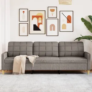 vidaXL Canapé à 3 places Taupe 210 cm Tissu pas cher