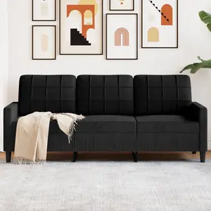 vidaXL Canapé à 3 places Noir 180 cm Velours pas cher