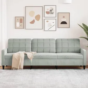 vidaXL Canapé à 3 places Gris clair 210 cm Velours pas cher