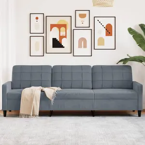 vidaXL Canapé à 3 places Gris foncé 210 cm Velours pas cher