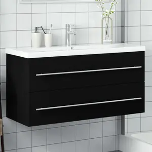Comparateur de prix : vidaXL Armoire lavabo de salle de bain avec bassin intégré noir