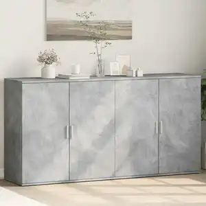 vidaXL Buffets 2 pcs gris béton 79x38x80 cm bois d'ingénierie pas cher