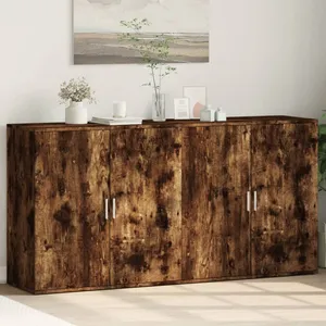 vidaXL Buffets 2 pcs chêne fumé 79x38x80 cm bois d'ingénierie pas cher