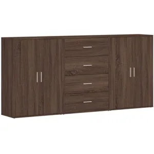 vidaXL Buffets 3 pcs chêne marron 60x31x84 cm bois d'ingénierie pas cher