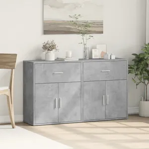 vidaXL Buffets 2 pcs gris béton 60x31x70 cm bois d'ingénierie pas cher