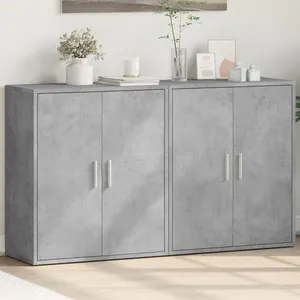 vidaXL Buffets 2 pcs gris béton 60x31x70 cm bois d'ingénierie pas cher