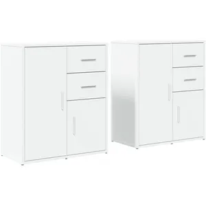 vidaXL Buffets 2 pcs blanc 60x31x70 cm bois d'ingénierie pas cher