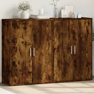 vidaXL Buffets 2 pcs chêne fumé 60x31x84 cm bois d'ingénierie pas cher