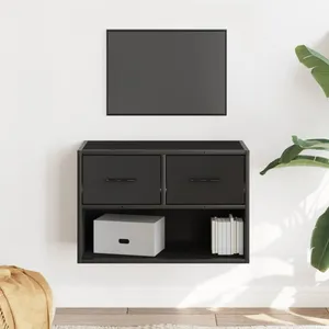 vidaXL Meuble TV noir 60x31x39,5 cm bois d'ingénierie et métal pas cher