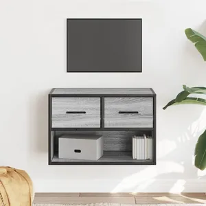 vidaXL Meuble TV sonoma gris 60x31x39,5 cm bois d'ingénierie et métal pas cher