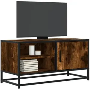 Comparateur de prix : Vidaxl - Meuble Tv Chêne Fumé 80x34,5x40 Cm Bois D'Ingénierie Et Métal