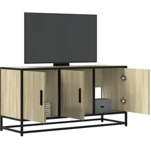 vidaXL Meuble TV chêne sonoma 100x35x50 cm bois d'ingénierie et métal pas cher