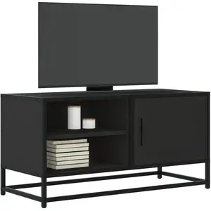 vidaXL Vidaxl Meuble Tv Noir 80x34,5x40 Cm Bois D'ingénierie Et Métal pas cher