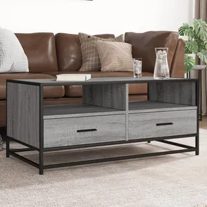 vidaXL Table basse sonoma gris 100x50x45 cm bois d'ingénierie et métal pas cher