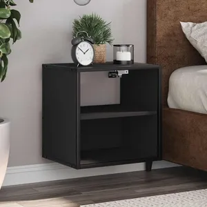 vidaXL Vidaxl Tables De Chevet Murales 2 Pcs Noir 40x31x39,5 Cm pas cher