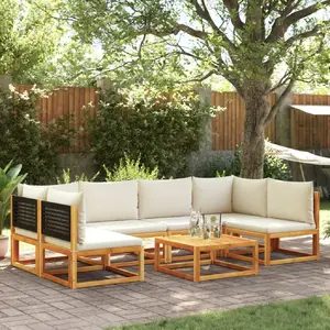 vidaXL Salon de jardin avec coussins 7 pcs bois massif d'acacia pas cher