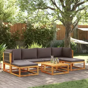vidaXL Salon de jardin avec coussins 7 pcs bois massif d'acacia pas cher