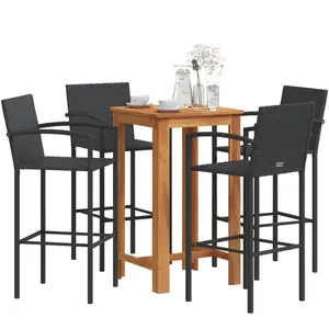 Comparateur de prix : vidaXL Ensemble de bar de jardin 5 pcs noir bois massif acacia rotin