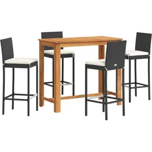 Comparateur de prix : vidaXL Ensemble de bar de jardin 5 pcs noir bois massif acacia rotin