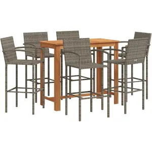 Comparateur de prix : vidaXL Ensemble de bar de jardin 7 pcs gris bois massif acacia rotin