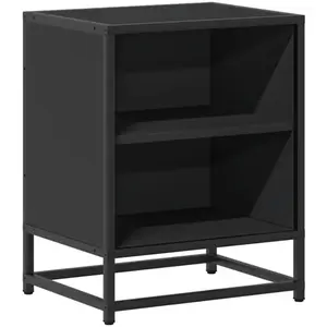vidaXL Table de chevet noir 40x31x50 cm bois d'ingénierie et métal pas cher