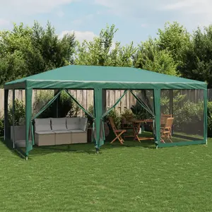 vidaXL Tente de fête avec 10 parois latérales en maille vert 6x4m PEHD pas cher