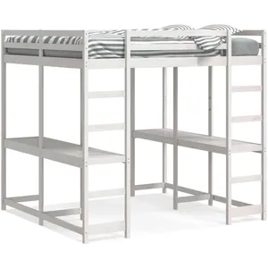 vidaXL Lit superposé et bureau et échelle 180x200cm bois de pin massif pas cher