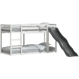 vidaXL Lit superposé avec toboggan/échelle blanc 80x200 cm pin massif pas cher
