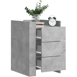 vidaXL Table de chevet gris béton 45x50x65 cm bois d'ingénierie pas cher