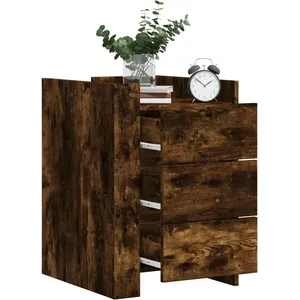 vidaXL Table de chevet chêne fumé 45x50x65 cm bois d'ingénierie pas cher