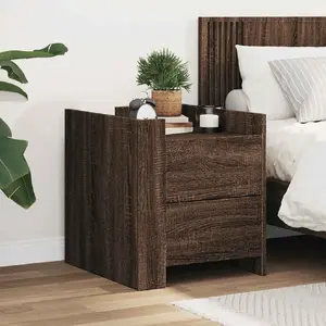 vidaXL Table de chevet chêne marron 45x50x50 cm bois d’ingénierie pas cher