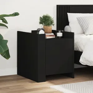 vidaXL Table de chevet noir 45x50x50 cm bois d’ingénierie pas cher