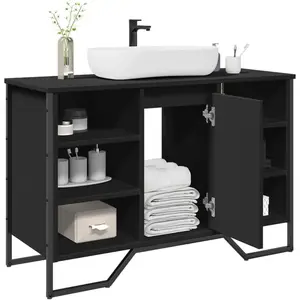 vidaXL Armoire lavabo de salle de bain noir 91x35x60 cm pas cher