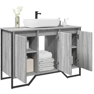 vidaXL Armoire lavabo de salle de bain sonoma gris 91x35x60 cm pas cher