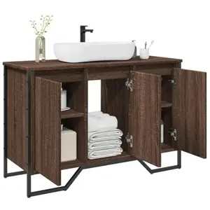 Comparateur de prix : vidaXL Armoire lavabo de salle de bain chêne marron 91x35x60 cm
