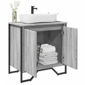 vidaXL Armoire lavabo de salle de bain sonoma gris 60x35x60 cm pas cher